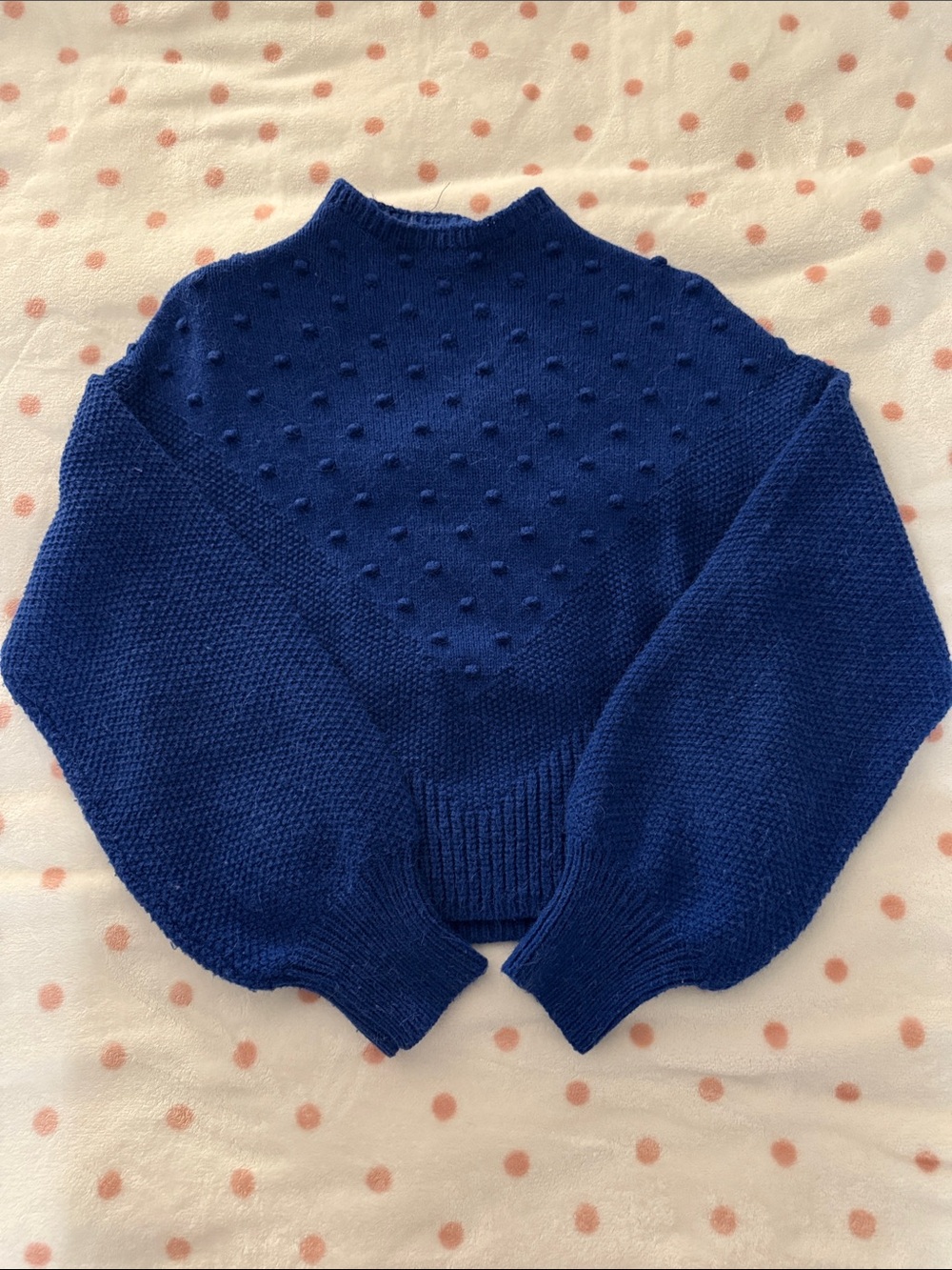 Cynthia Rowley Cobalt Royal Blue Bobble Knit Mock Neck Crop Sweater - Size XS